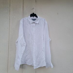 Perry Ellis Men’s XL Wht Linen Blend Button Up Long Sleeve Shirt Coastal Beachy